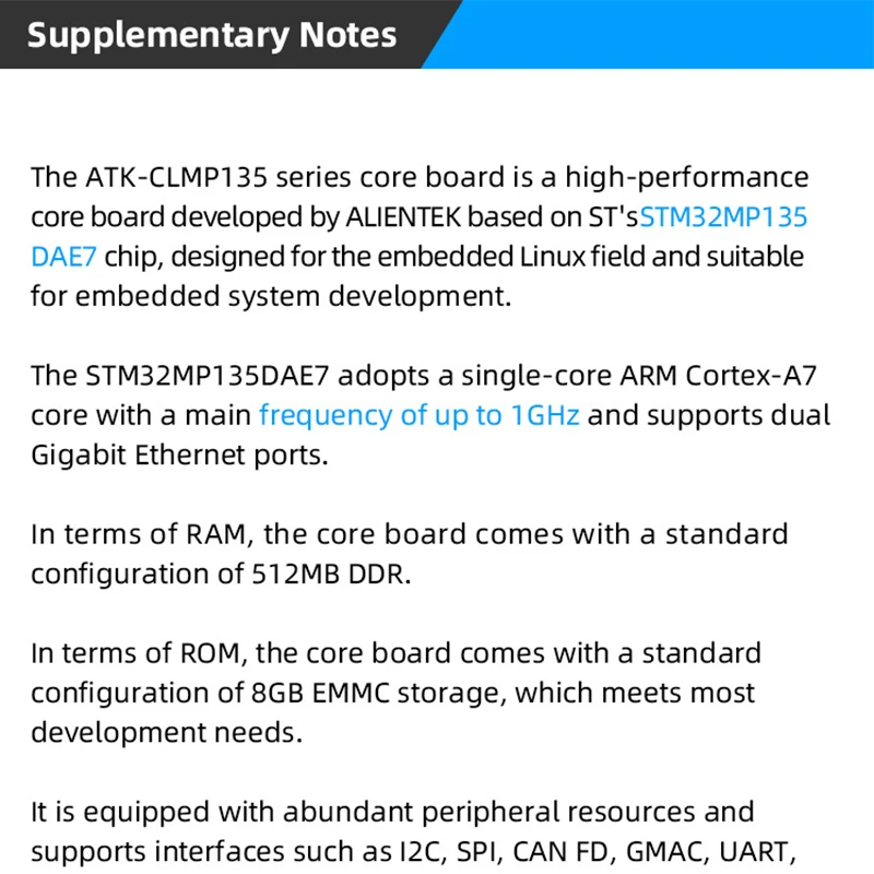 ALIENTEK STM32MP135 Core Board STM32MP1 Embedded Linux Core Board ARM Industrial Control A7