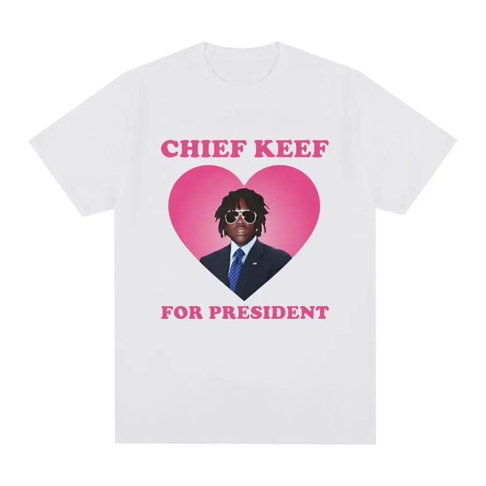 Aesthetic Vintage Oversized T-shirts Streetwear Rapper Chief Keef for President T Shirt Men Fashion Casual Short Sleeve T-shirt