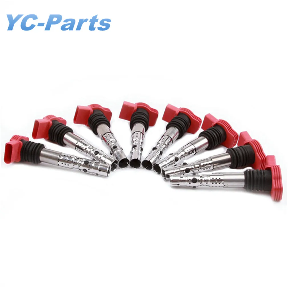 8 PCS  Red Ignition Coil Set 06C905115L For Audi A4 S4 Quattro A6 S6 Quattro A8 S8 AVANT V6 3.0L Car Accessary