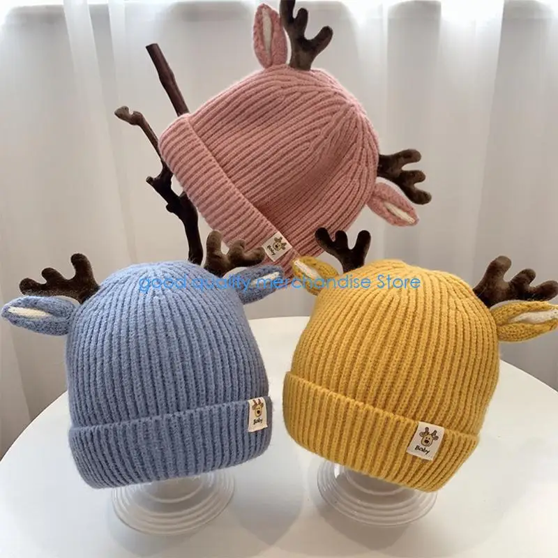 Y5JD الحلو الأطفال قرون عيد الميلاد قبعة لعيد الميلاد الإبداعية قبعة قبعة صغيرة محبوكة قبعة للأطفال طفل الأطفال مهرجان عطلة Pa #5