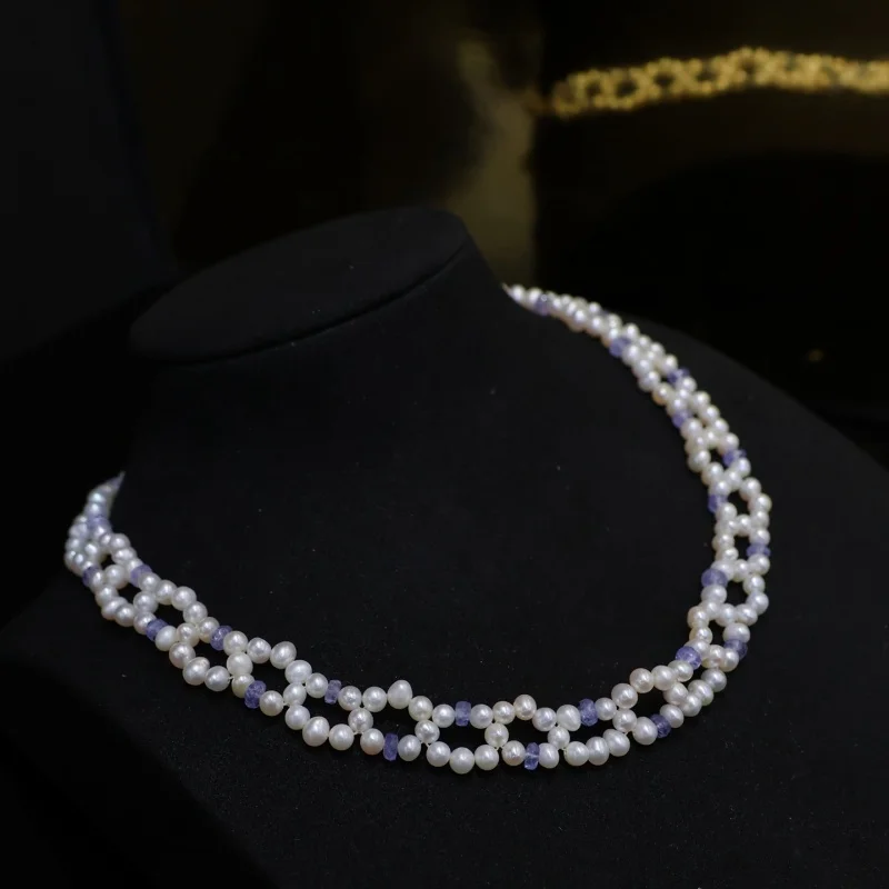 

SGARIT 14K Gold Filled Necklace Natural Freshwater Pearls and Tanzanite Unique Jewelry for Women Perfect Gift Choice