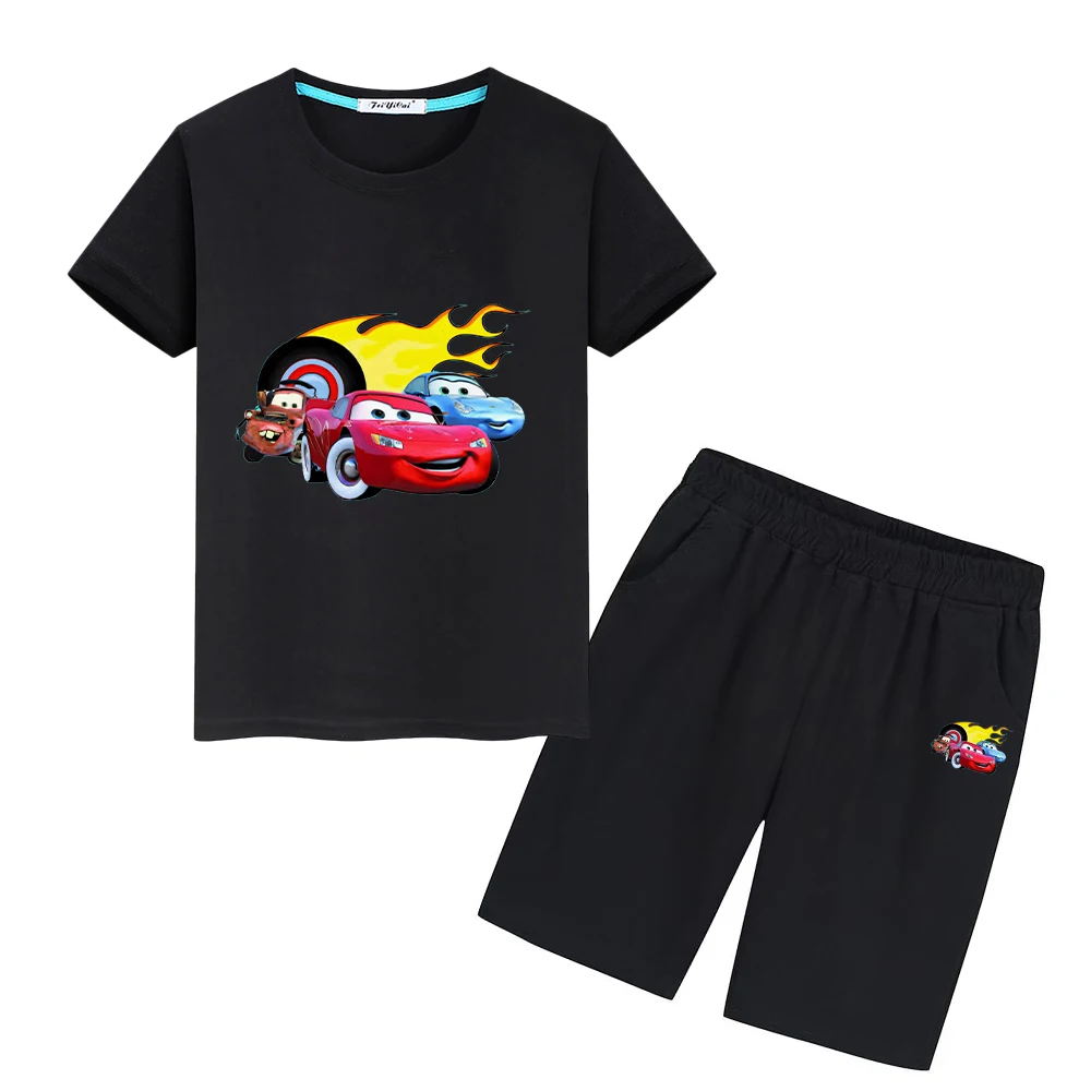

Disney Racing Toy Story Print 100%Cotton T-shirt Tshirts Sports Sets boys girls clothes Short+pant Cute Tees kids holiday gift