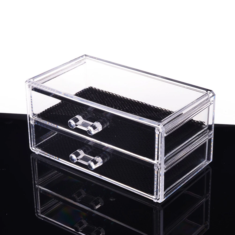 

2 Tier Makeup Organizer Storage Box Jewelry Holder 2 Large Removable Drawers Clear Design High Transparency Easy Clean