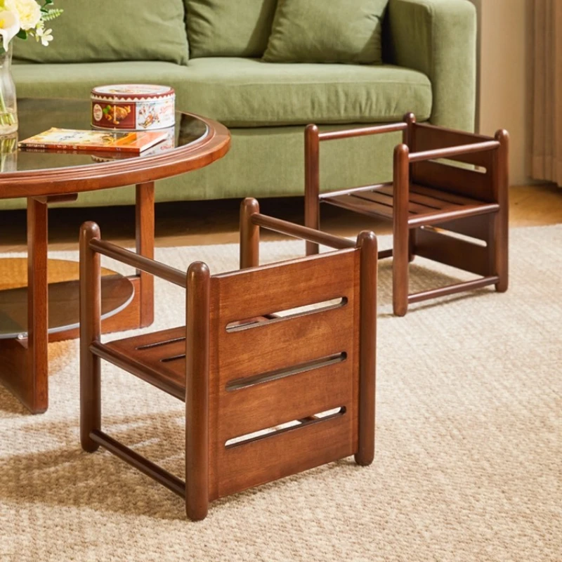 

Solid Wood Shoe Stool with Backrest Multifunctional Children's Chair Creative 3-Sided Ottoman for Living Room Kids Step Stools