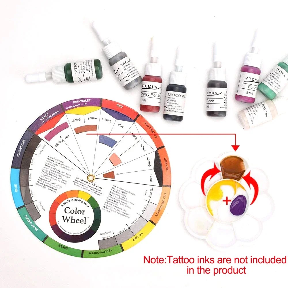 Color Mixing Wheel Guide for Art Class, Paint Guides, ferramenta de ensino para sobrancelha, tatuagem, unhas, maquiagem suprimentos, aprendizagem, 1pc