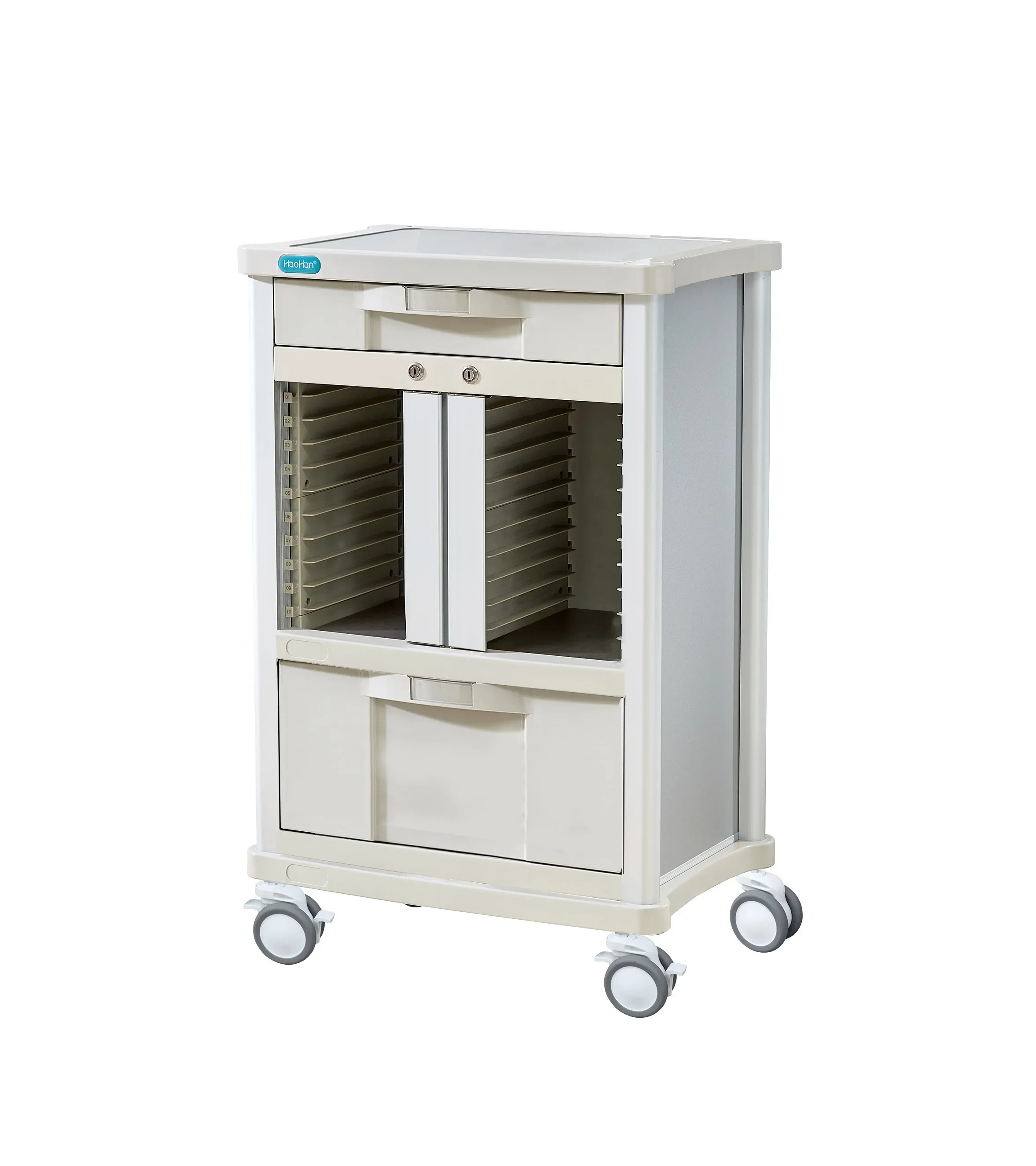 2025/HH/BLC-375-20 ABS Plastic Patient Files Storage Mobile Medical Records Holder Trolley