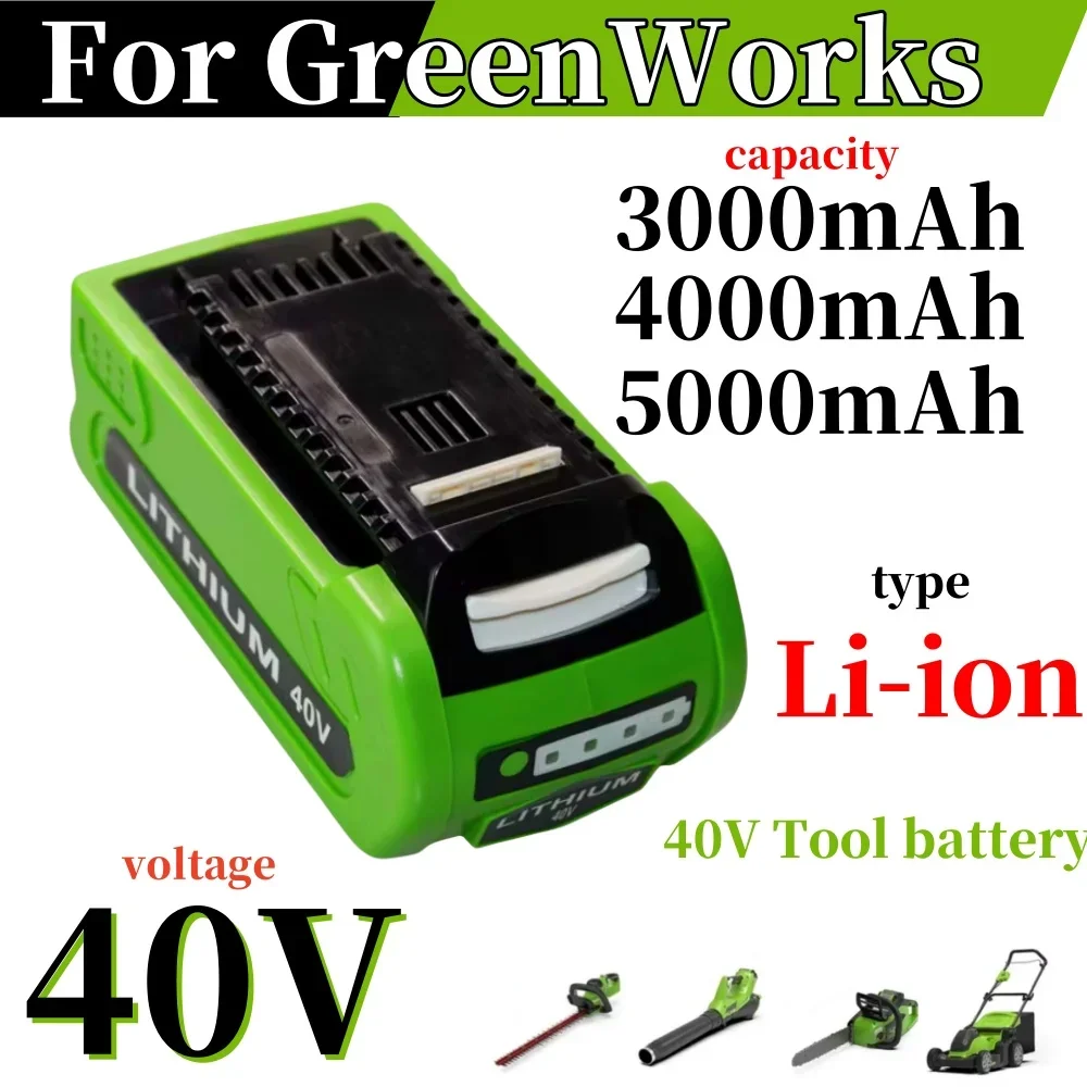 40V 3000mAh-5000mAh suitable for GreenWorks Lithium ion rechargeable battery  29462 29472 29282G Max Gmax lawn mower power tools