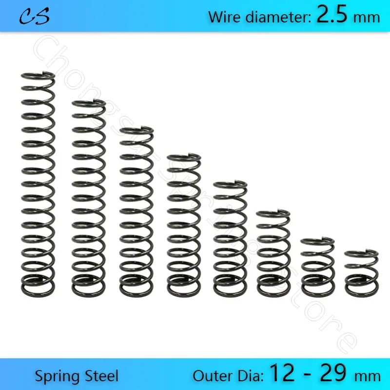 5PCS 2.5 mm Compression Springs Pressure Spring Wire Dia 2.5 mm Outer Dia 12 13 14 15 16 17 18 19 20 - 29 mm Length 20 - 100 mm