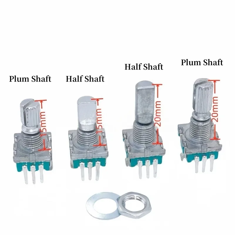 

10pcs EC11 360 Degree Rotary Encoder Coding Switch Digital Potentiometer Push Button 5Pins 20 Position 15/20mm Half Plum Shaft