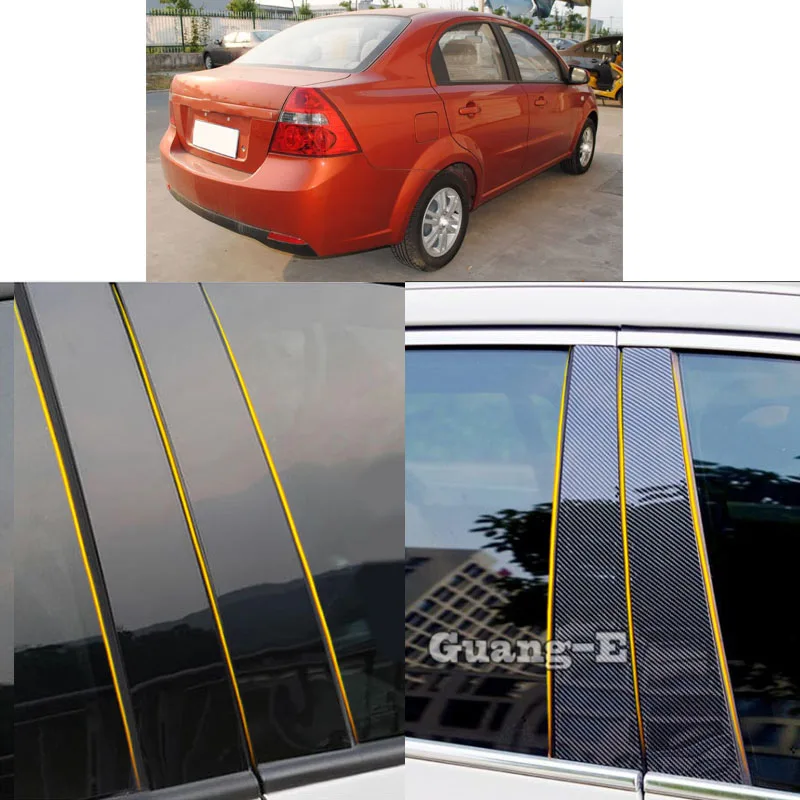 

Car PC Material Pillar Post Cover Door Trim Window Piano Black Molding Sticker Plate Parts For Chevrolet LOVA 2006 2007-2010
