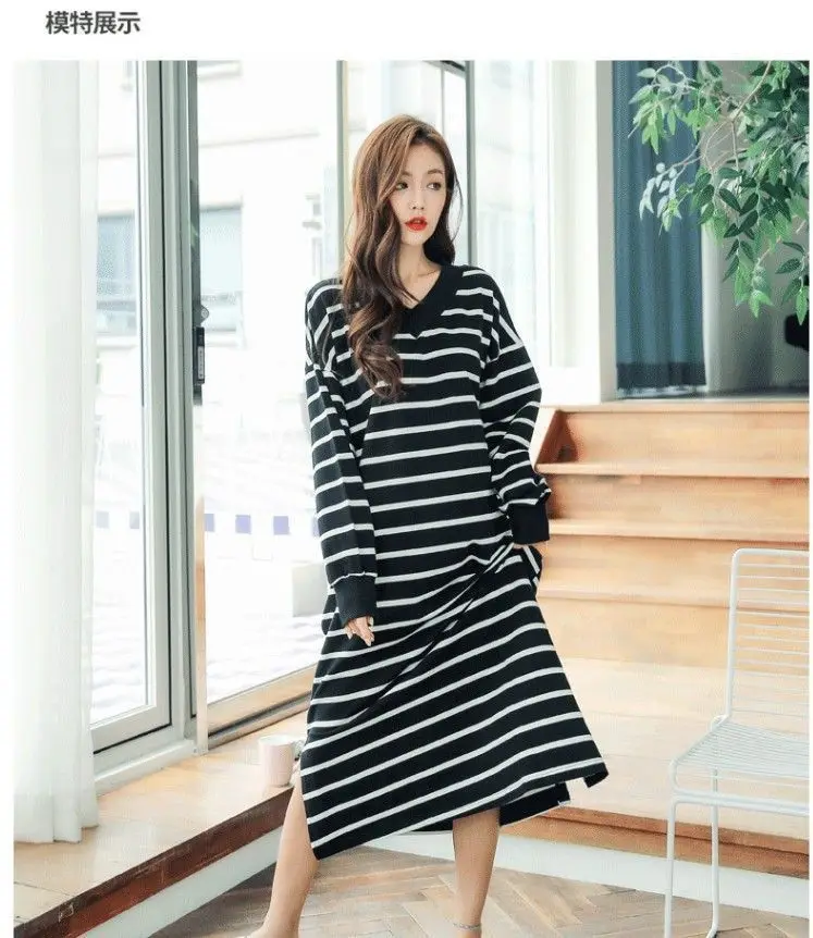 Women's Clothes 2026 Pajamas Long-Sleeved New  Sweet Homewear Large Size Outside Nightgowns Sleeping Dress Round Neck Home 150KG