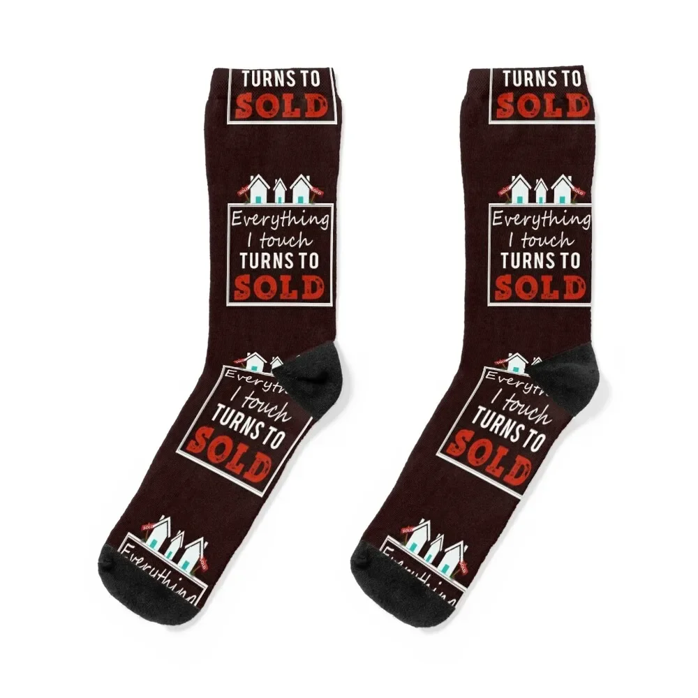 

Top Fun Real Estate Agents Everything Turns to Sold Socks hockey Novelties Run Socks For Man Women's