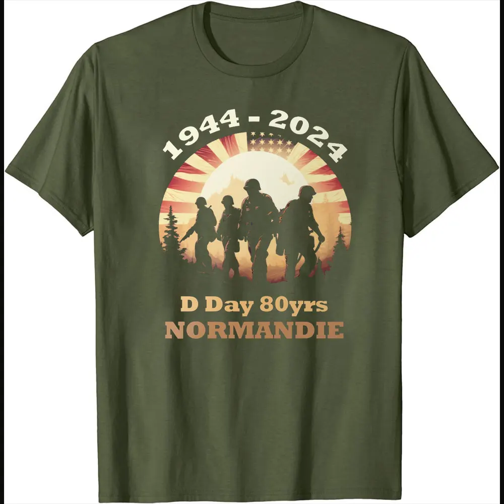 D-Day Shirt Omaha Beach Normandy Landings 80th Anniversary 1944-2024 Veteran Retro T-Shirt Gift Remembrance Day WW2 Cotton Tee