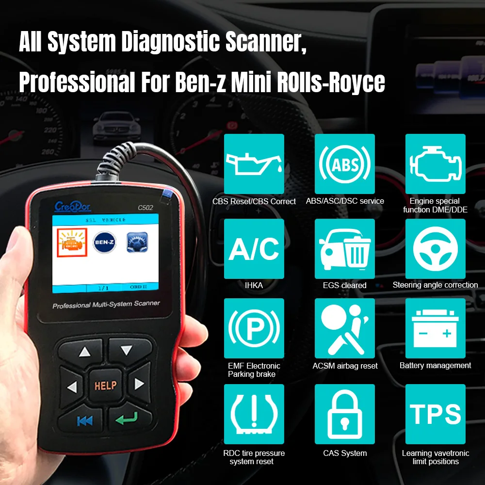 C502 Full Systems Diagnostic Tools For W203  Mercedes Benz W211 OBD2 Scanner Support ABS Airbag OBD 2 Auto Diagnostic Scanner