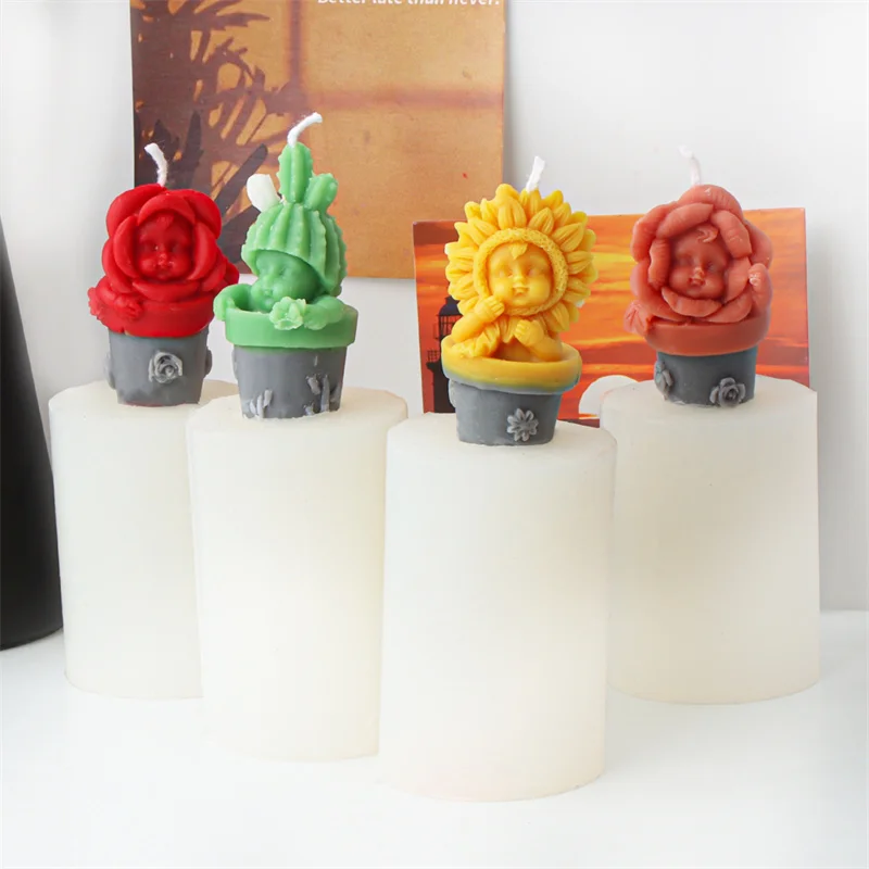 

Мини цветочный горшок детская силиконовая форма-симпатичная детская свеча Ароматизированная форма для свечи-рассеивающий камень пластырь детская форма-форма для изготовления свечей