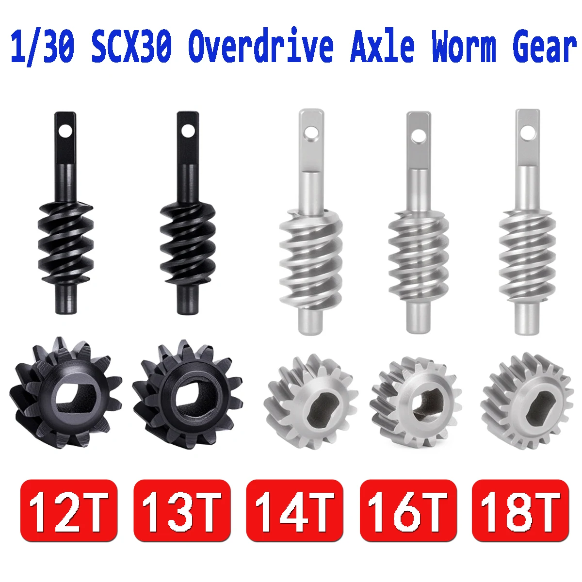 1/30 SCX30 RC Gear Overdrive Axle Worm Gear Set 12T 13T 14T 16T 18T for 1:30 Axial RC Crawler Car Front Rear Axle Upgrade Parts