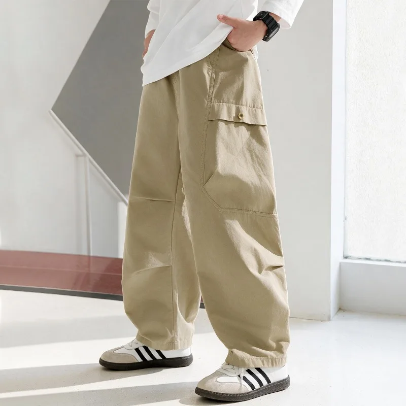Kinder Jungen Gerade Hosen UNITIM Herbst Junior Jungen Latzhosen Lose Lässige Elastische Taille Teenager Jungen Weite Hosen – Detail 5