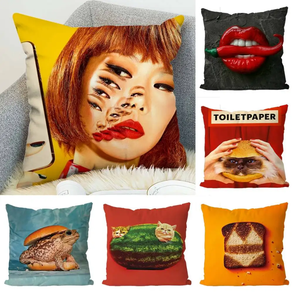 

Toiletpaper Magazine Pillow Case Luxury Double-sided For Car Pillows 45x45 Cushions Cover Home And Decoration Sofa Pillowcase 50