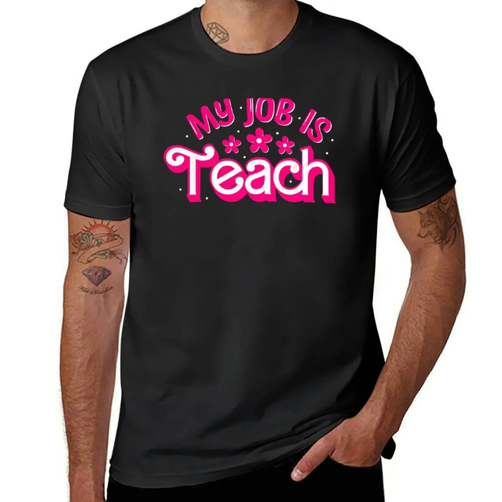 

My Job Is Teach Funny Pink Retro Female Teacher Life T-Shirt summer top for a boy Short sleeve tee boys whites mens clothing