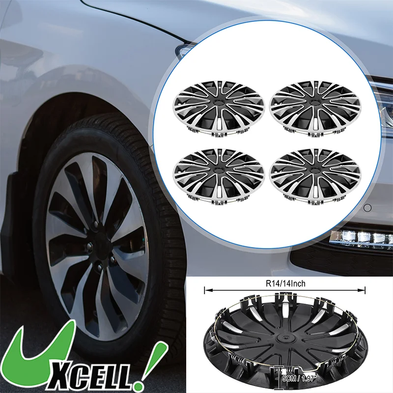 UXCELL 14 Inch Universal Car Wheel Rim Hub Cover Wheel Hub Caps 4 Pcs  for Car Pickup Truck SUV Plastic Wheel Replacement