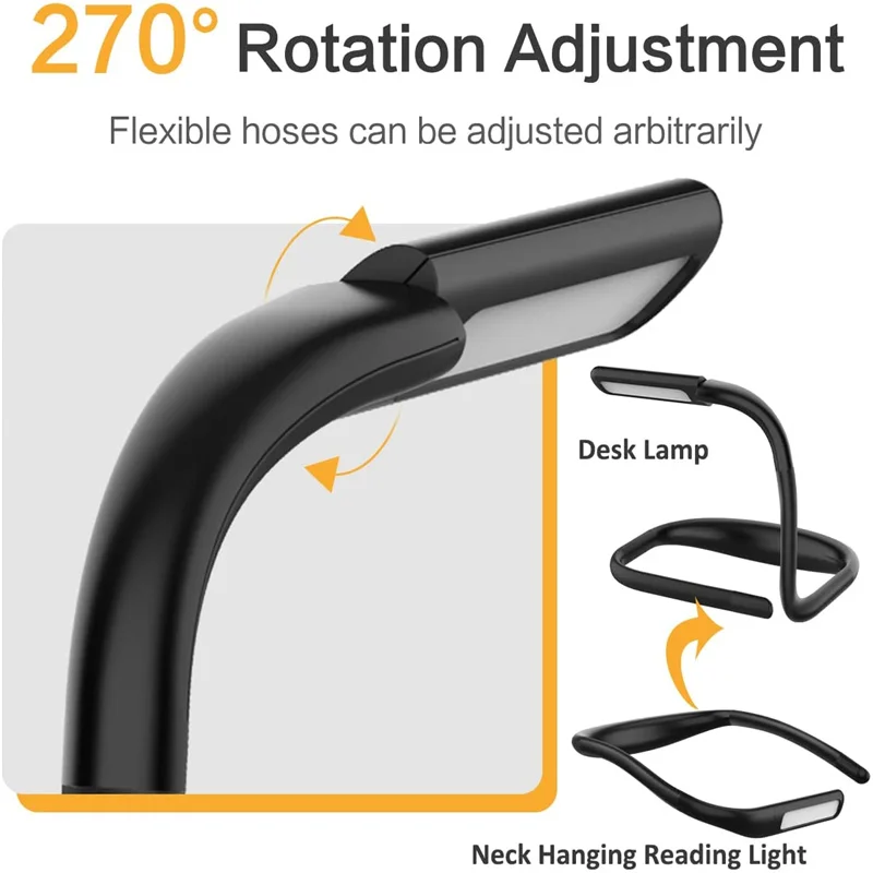 LED Book Lights Neck Lamp USB Rechargeable Flexible HandsFree Durable Reading Lamps For Camping Repairing Lighting Flashlight