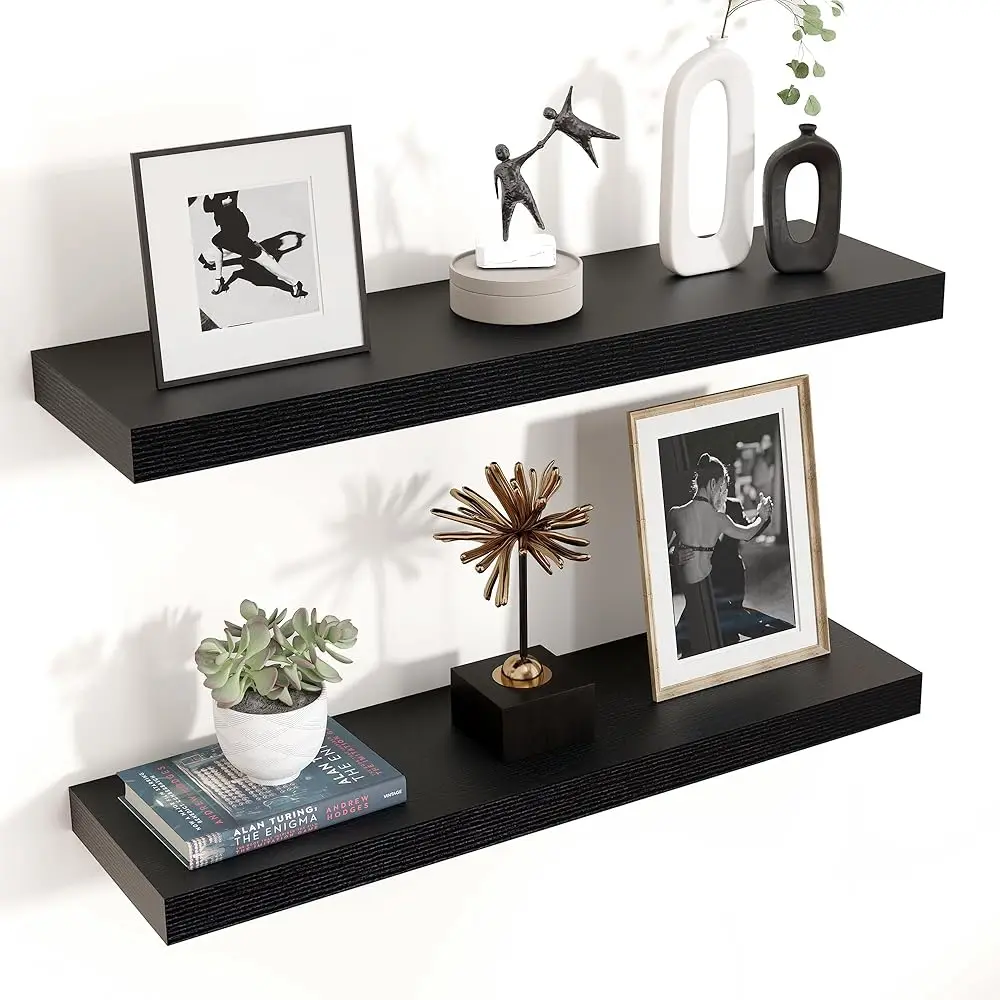 

Floating Shelves For Wall, 23.6""W X 6.7""D X 1.37""H, 2 Pa Of Long Wall Mounted Engineered Wood Shelves With Invisible