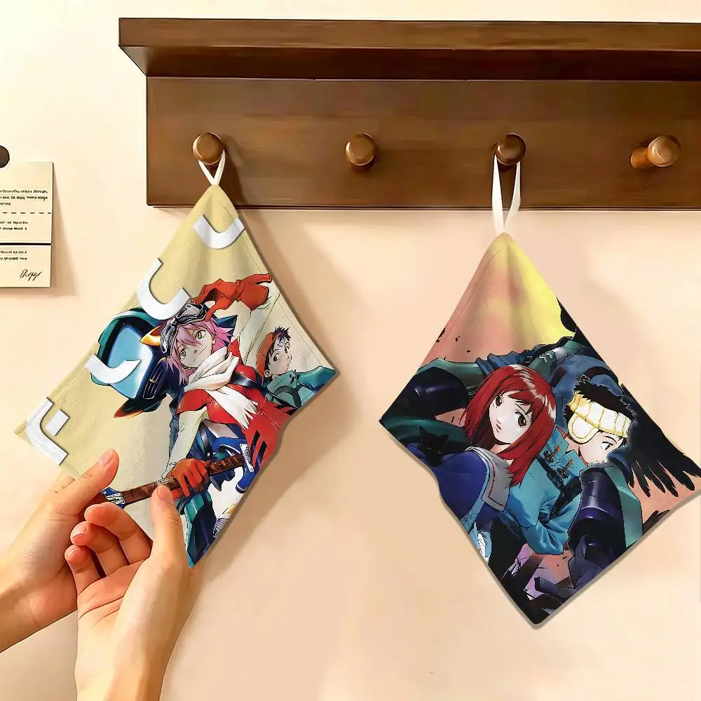 Anime Flcl Hanging Style Hand Wiping Towel, Polyester Cotton, Anti-fade for Indoor Kitchen Living Room