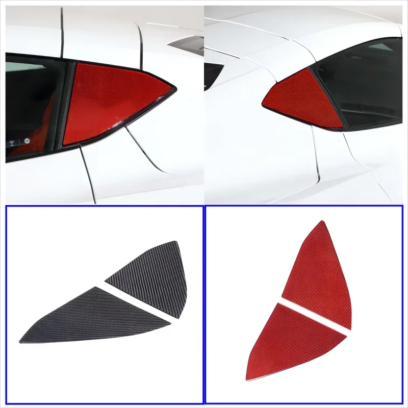 

Carbon Fiber Car Rear Window Triangle Decorative Trim Sunshade Kit Accessories Part For Chevrolet Corvette C8 Z51 Z06 2020-2023