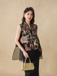 2026 retro chinese style sleeveless tang suit coat unique embroidery patchwork vest top elegant fashionable versatile waistcoat