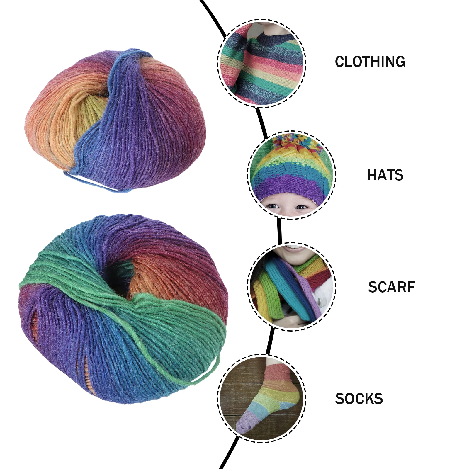 

2 Rolls Yarn Knitting Chunky Knitting Yarn Wool Soft for Hats Clothing Socks Toys Crochet Projects Sewing