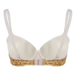 Womens Belly Dancing Bustier Bra Fashion Sparkle Glittering Sequins Beading Padded Bra Top for Raves Dances Carnival Costumes