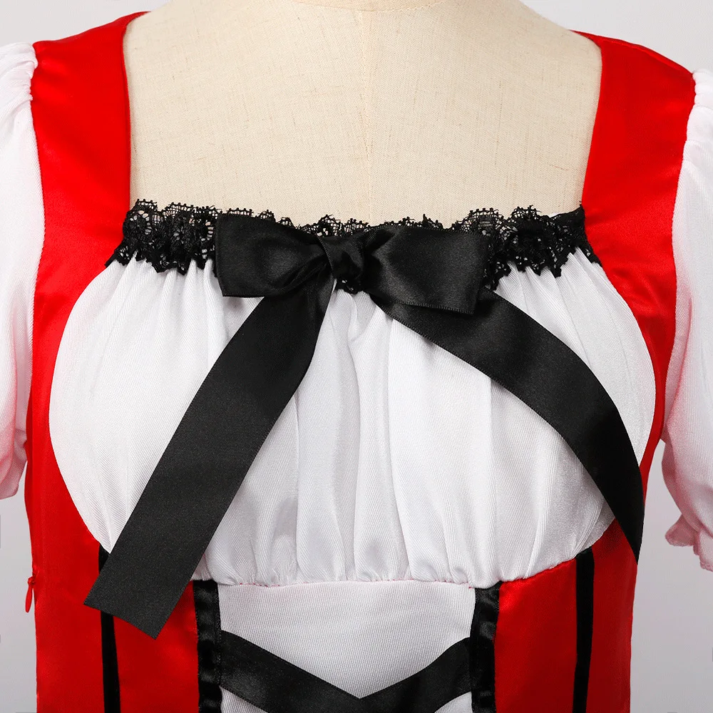 Costume Lace Up German Oktoberfest Dirndl Dress Apron Short Sleeve Cosplay Party Dress