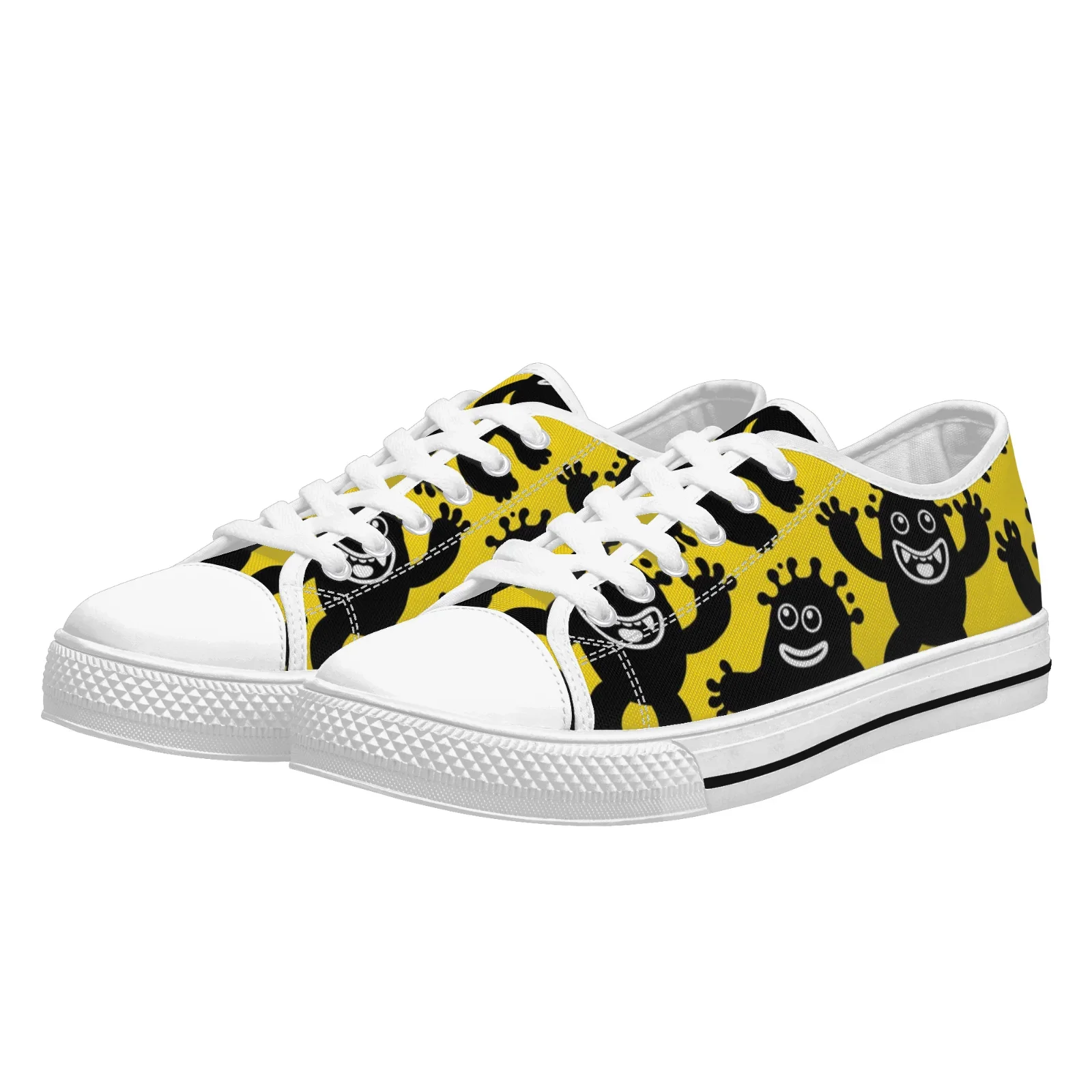 Custom Shoes Funny Monster Prints Classic Canvas Shoes Vulcanized Shoes Flats Walking Sneakers High Quality Footwears