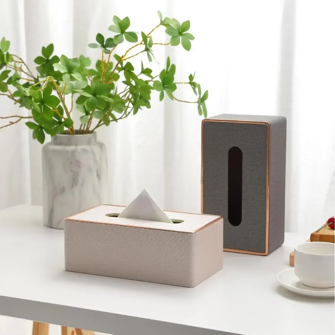 Light Luxury Paper Box Nordic Creative Leather Tissue Box Rose Gold Decoration Hotel Living Room Restaurant Home Paper Box