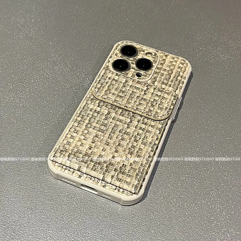 Woven iPhone15 card case for iPhone15Promax case iPhone14 personality iPhone11 Fall resistant iPhone12