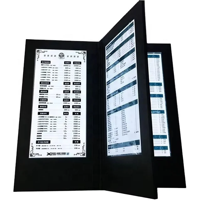 

Customized LED Restaurant Menu Book Cover Luminous Display Menu