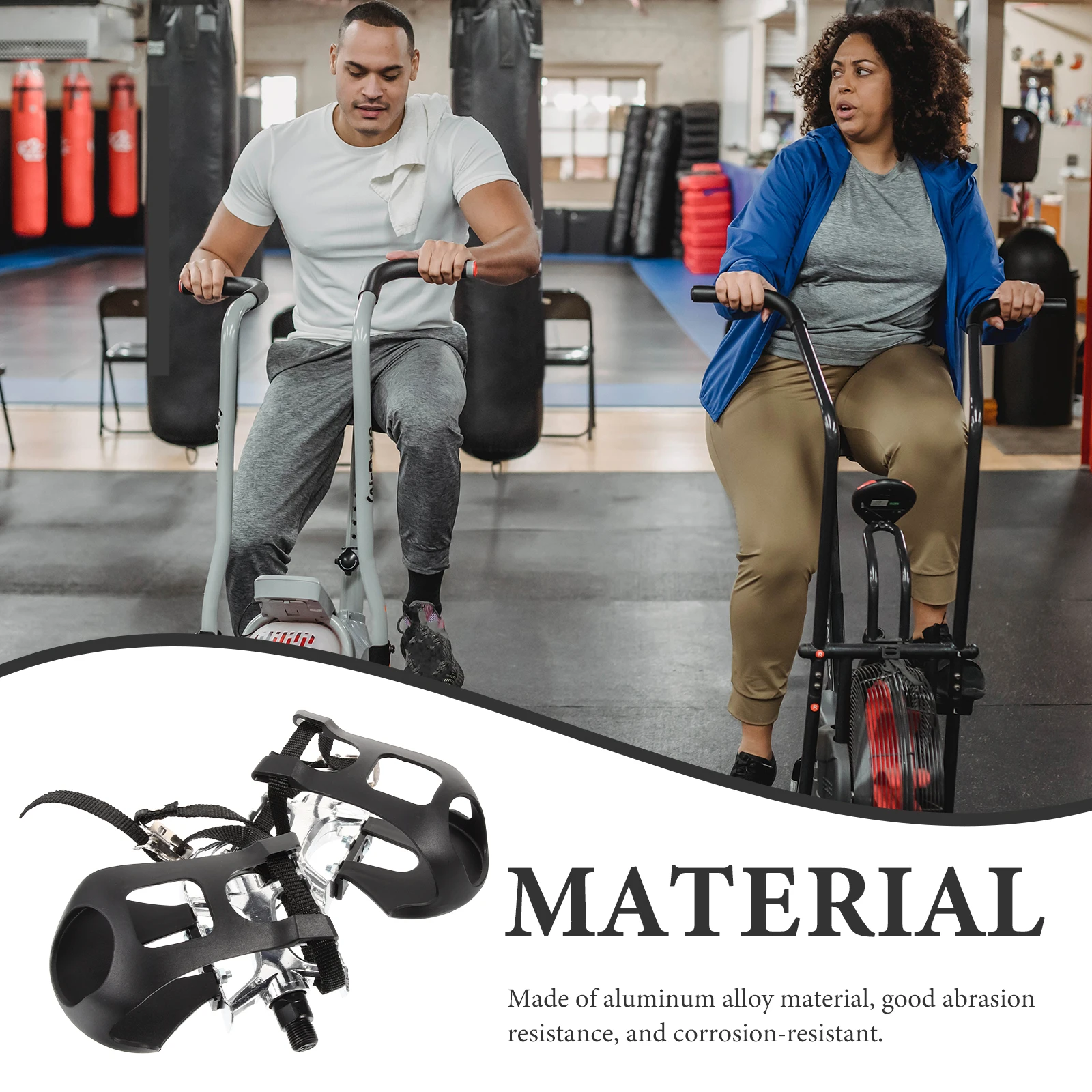 

1Pair Fitness Bike Pedals Premium Non-Skid Surface Adjustable Strap Suitable for Most Indoor Exercise Bikes Gym Bike Pedal