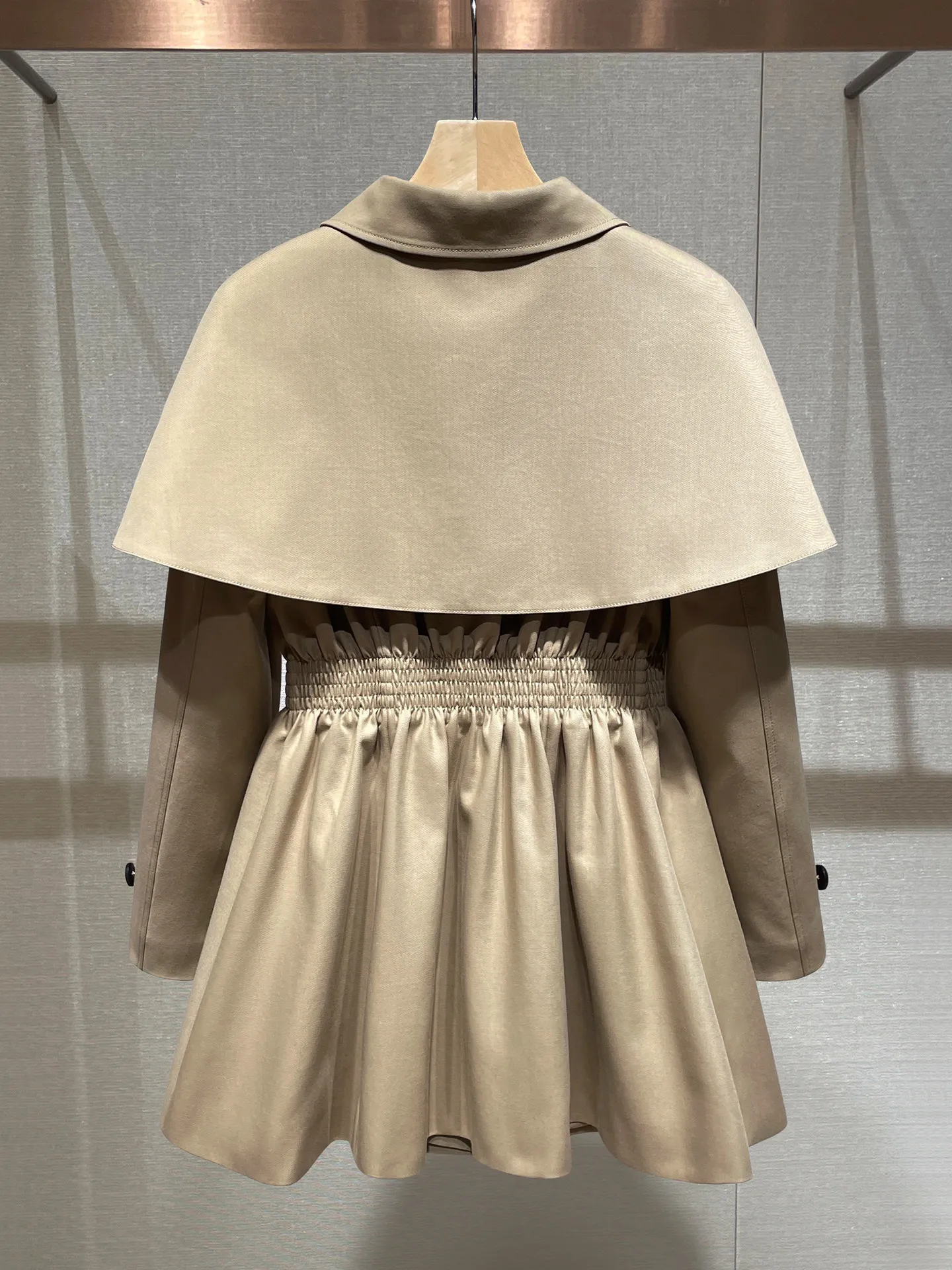 Temperament retro British style bow waist cape trench coat