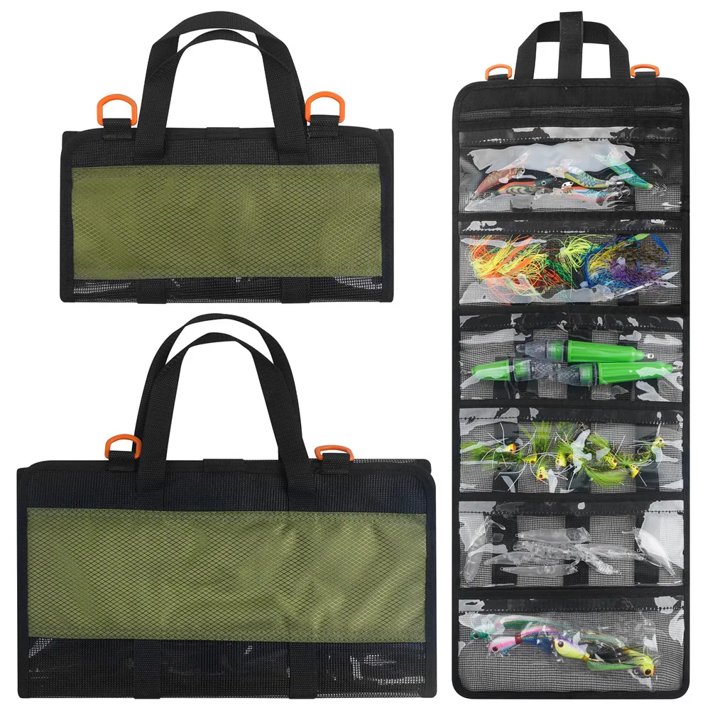 Roll-Up Angelköder-Wickel, langlebige Köder-Tasche, 6 Taschen, PVC-Schutzhülle, Salzwasser-Haken-Abdeckungen, Stoff-Köder-Schutz, Tackle-Box