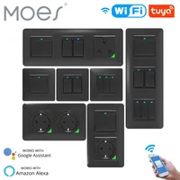 MOES WiFi Light Wall Switch Socket Push Button Smart Life Tuya Wireless Remote Control Work with Alexa Google Home DE EU UK UN