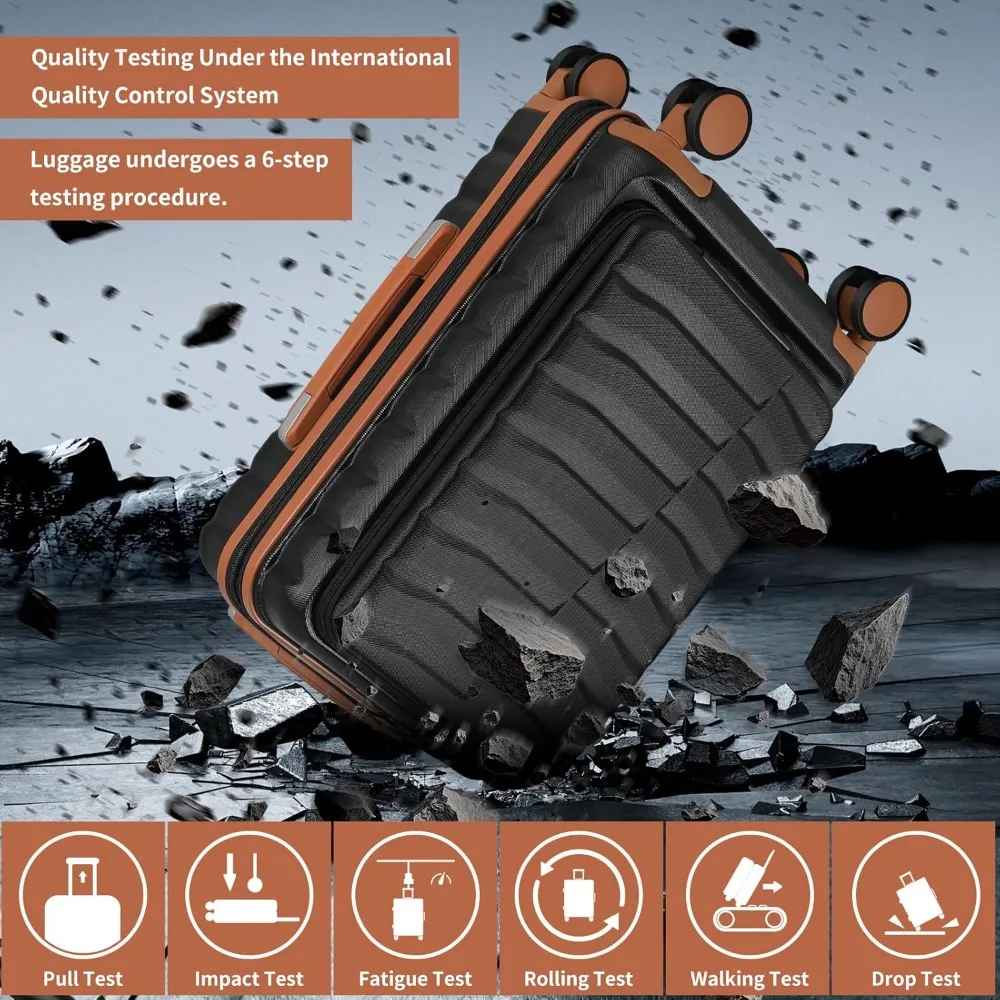 Equipaje de mano expandible 22x14x9 con bolsillo frontal, ruedas giratorias, carcasa dura ABS + PC, maleta pequeña de 20 pulgadas para viajes aéreos