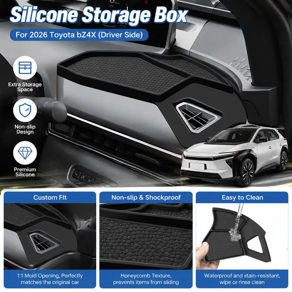 For Toyota BZ4X 2026 Car Navigation Screen Storage Box Silicone Organizer Phone Key Holder Tray Car Interior Accessories