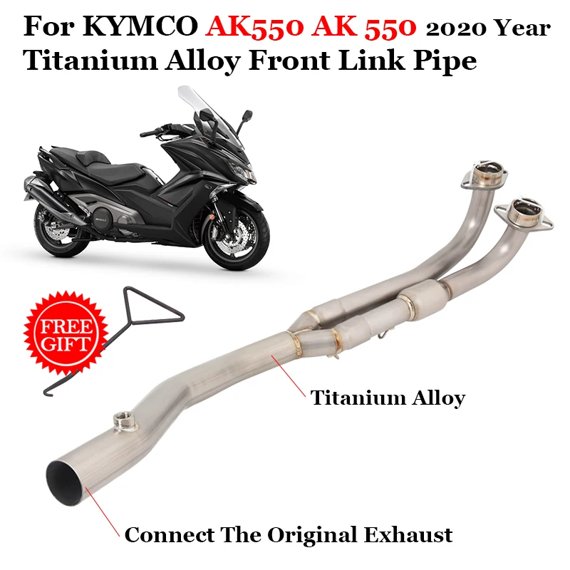 Motorcycle Exhaust System Escape Titanium Alloy Front Link Pipe Slip-On For KYMCO AK550 AK 550 2020 Connect Original Muffler