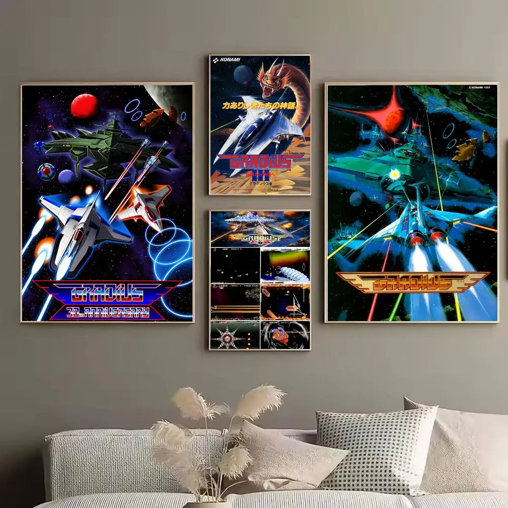 Classic S-Scroll Shooting G-Gradius Painting Calligraphy Stylish Canvas Poster Wall Art for Bedroom Home Decor Gift