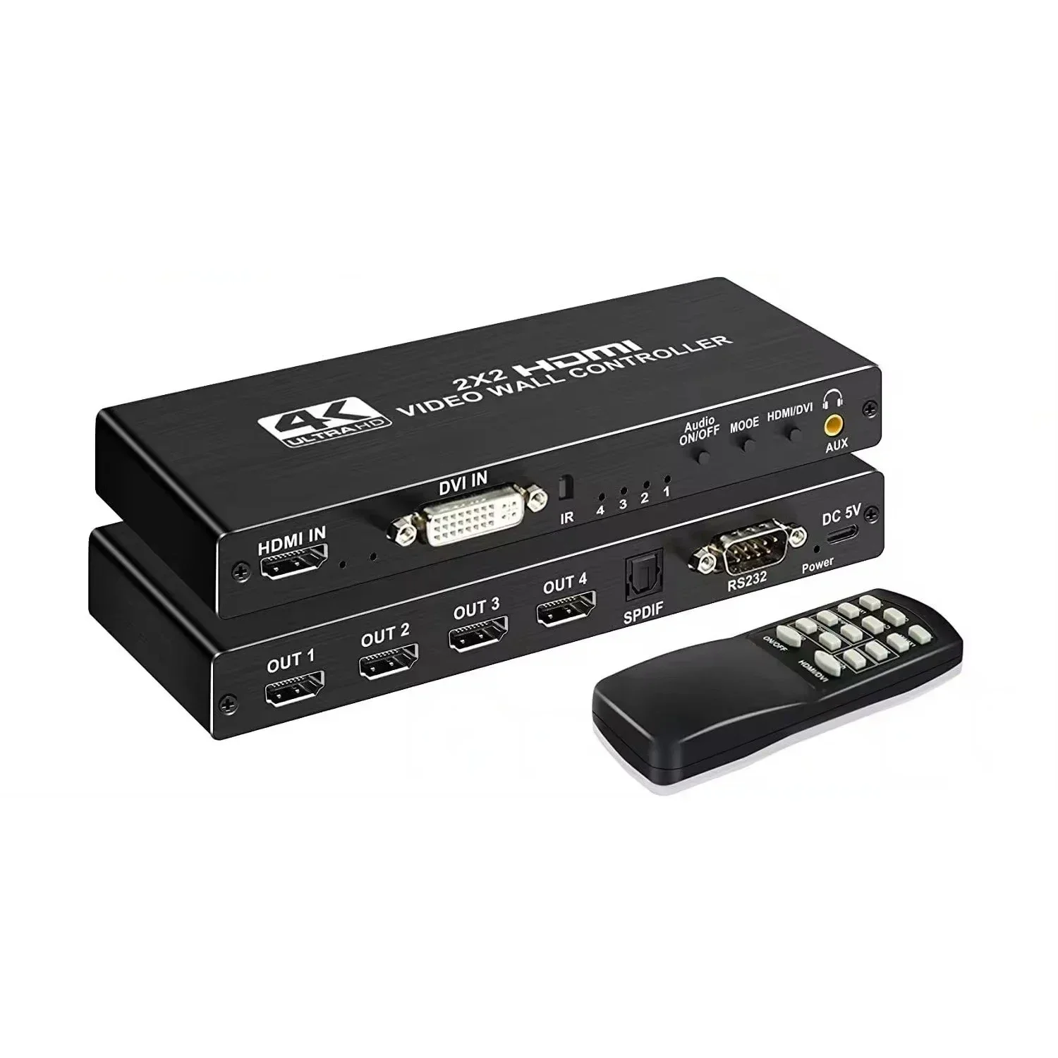 

2x2 настенный видеоконтроллер 1x2 1x3 1x4 2x1 3x1 4x1 4x1 4K DVI HDMI настенный видеоконтроллер устройство для сращивания телевизора процессор для сшивания с несколькими экранами