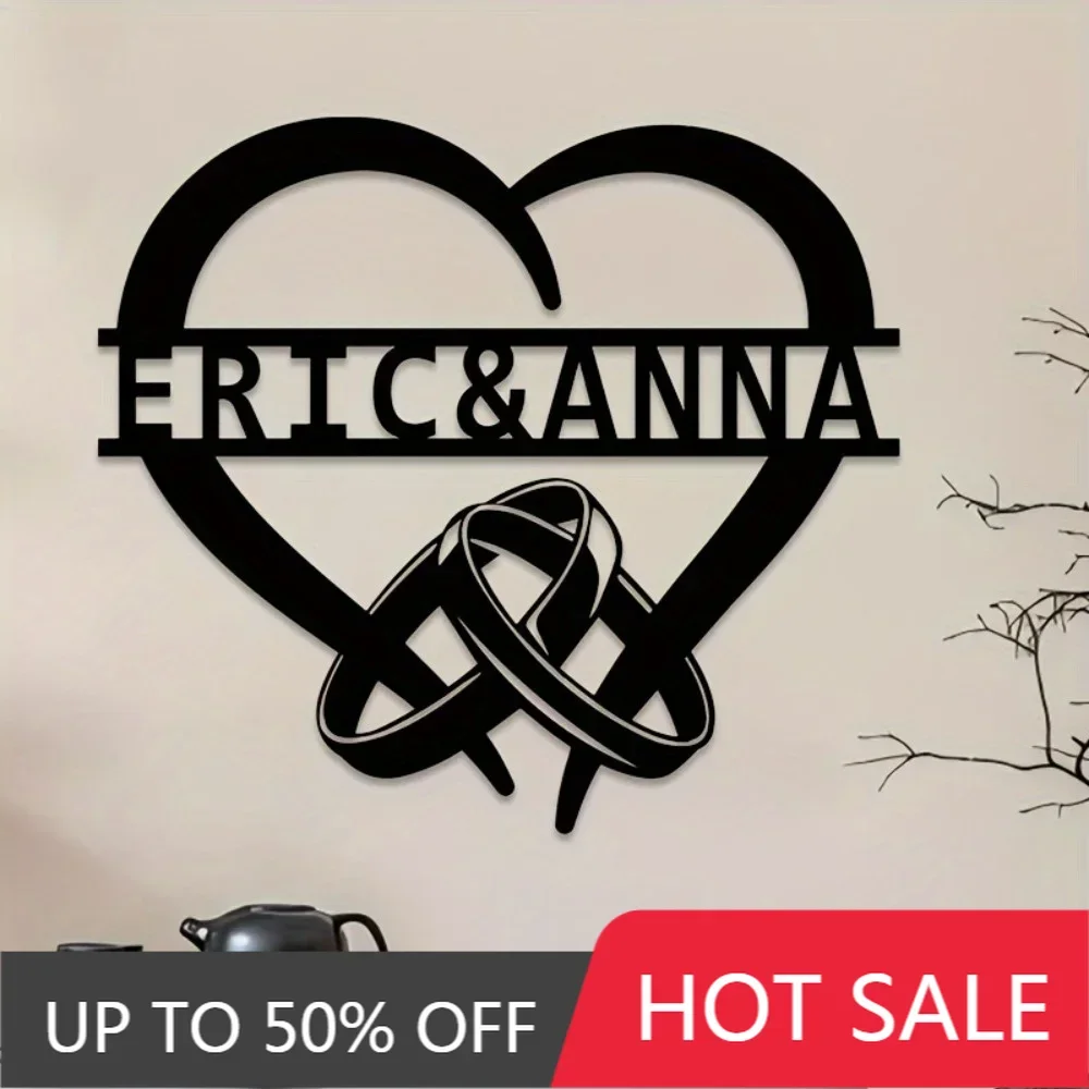 

Iron Wall Hanging,Customizable Heart-Shaped Metal Wall Art for Eric & Anna with Vintage Striped Design Perfect for Valentine's O