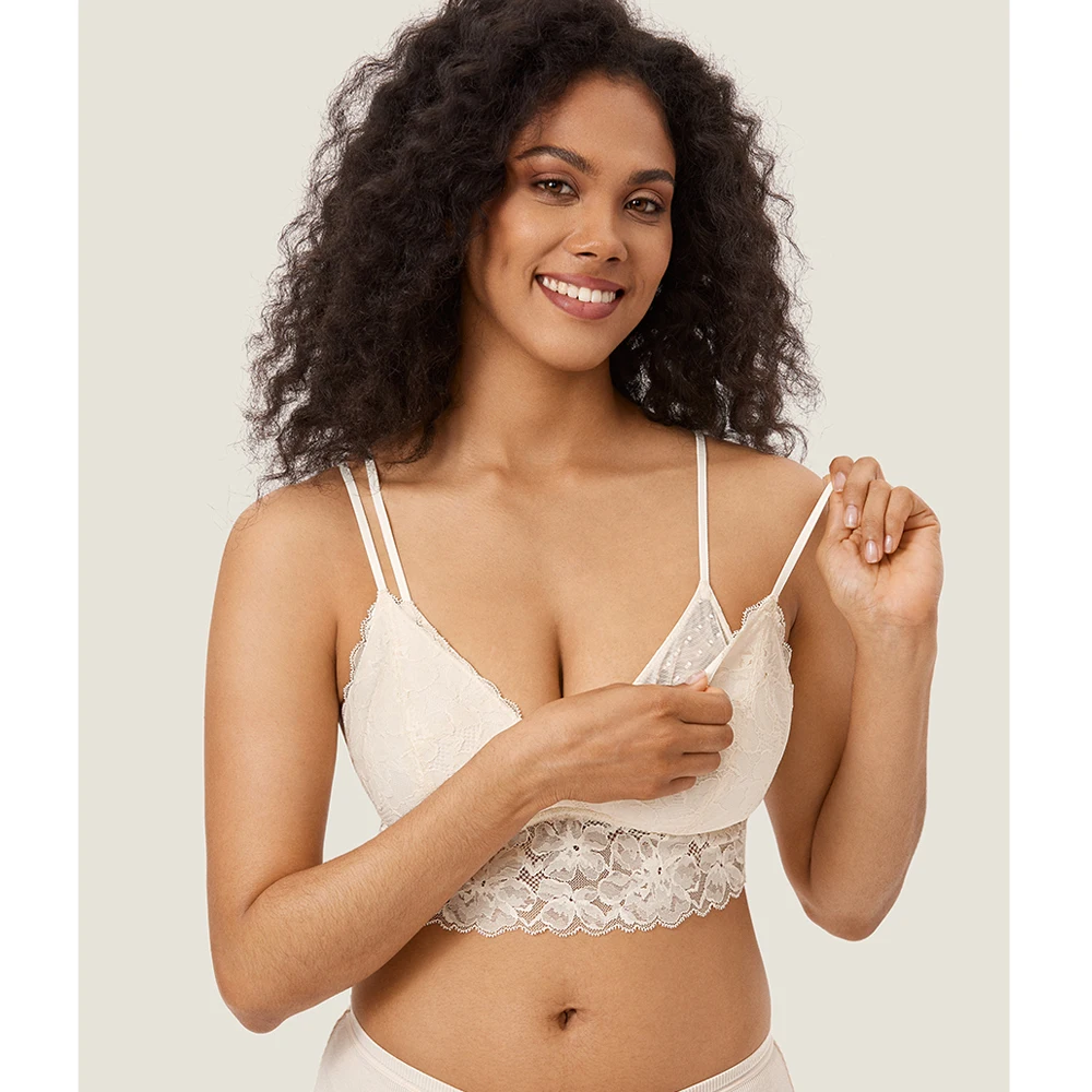 Momanda Kant Dubbele Band Wirefree Moederschap Voedingsbeha Borstvoeding Licht Gewatteerde Lingerie Bralette Voor Zwangere Vrouwen