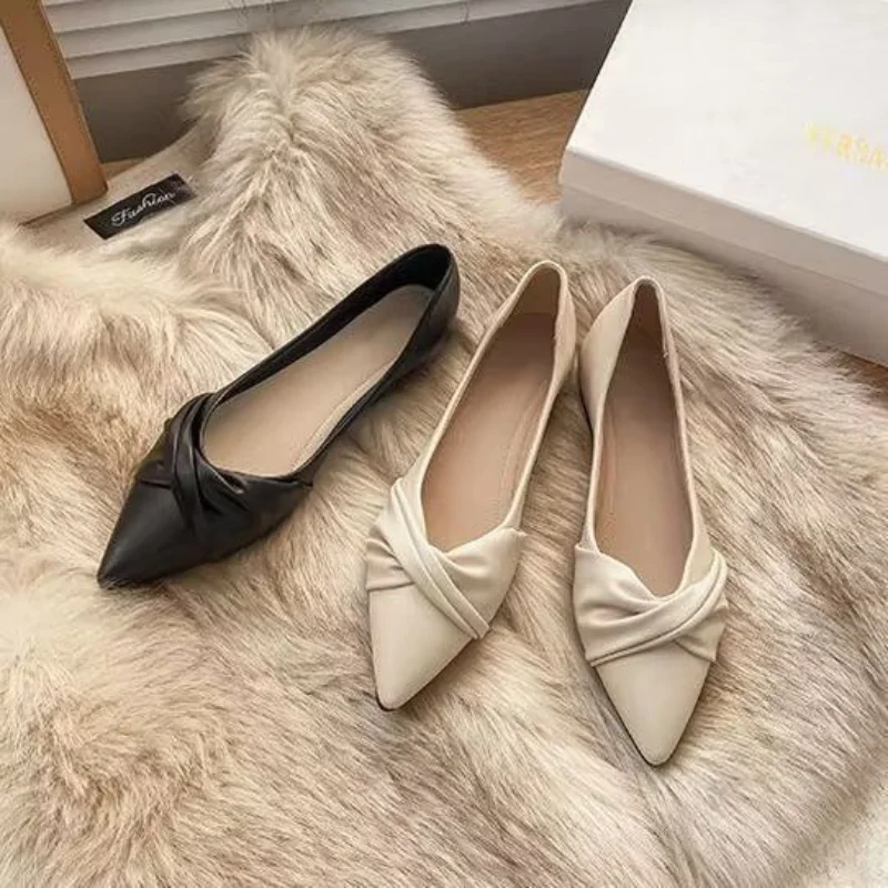 BONJEAN 2023 Fall New Fashion Pointy Flats Shallow Casual Soft Sole Ballet Shoes Athletic Women's Shoes Flats Shoes Women