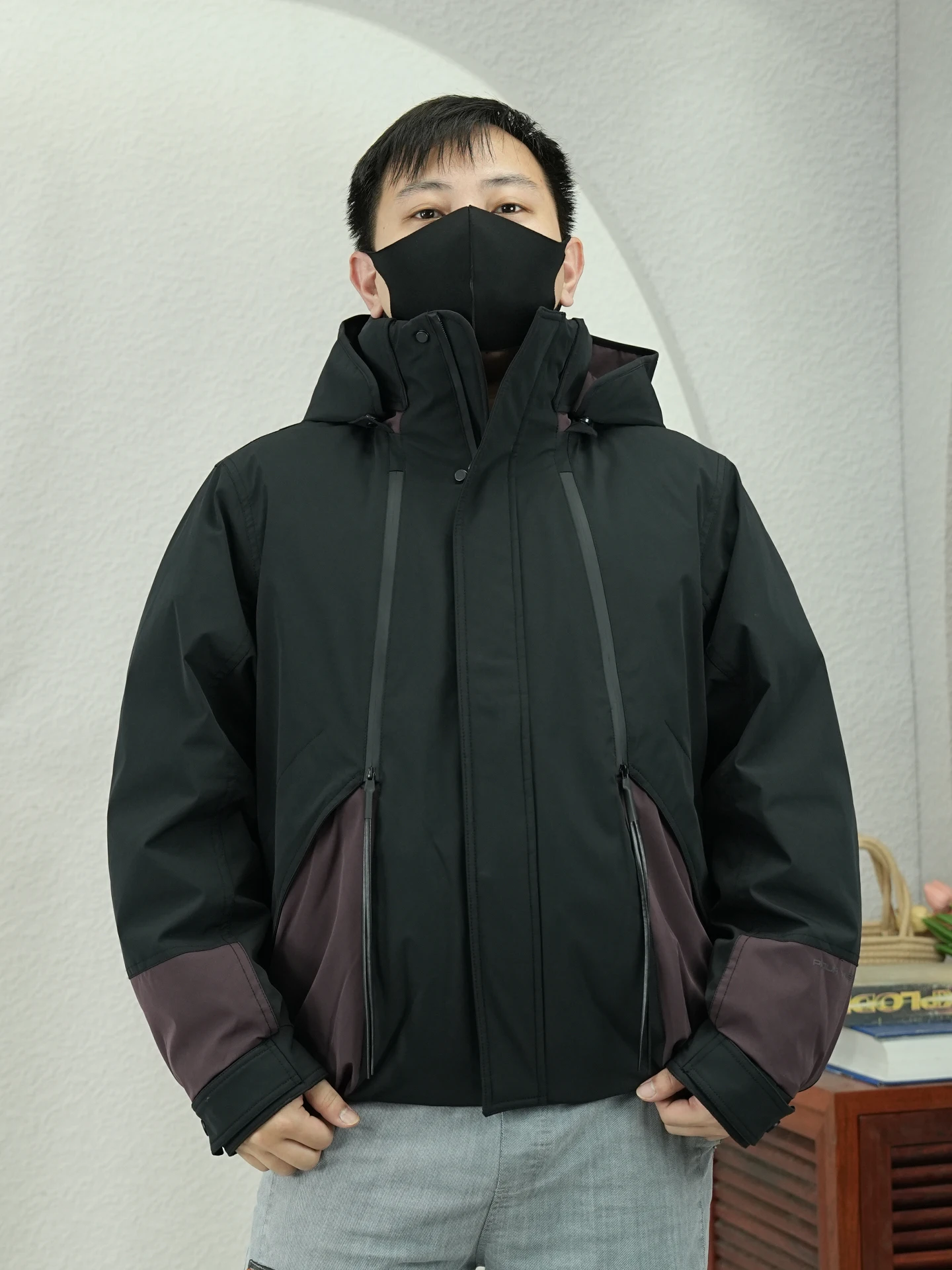 

Мужская утепленная куртка с капюшоном и отстегивающимся воротником, ветрозащитная, теплая, с воротником-стойкой, повседневная, из утолщенного полиэстера, в стиле Color Block