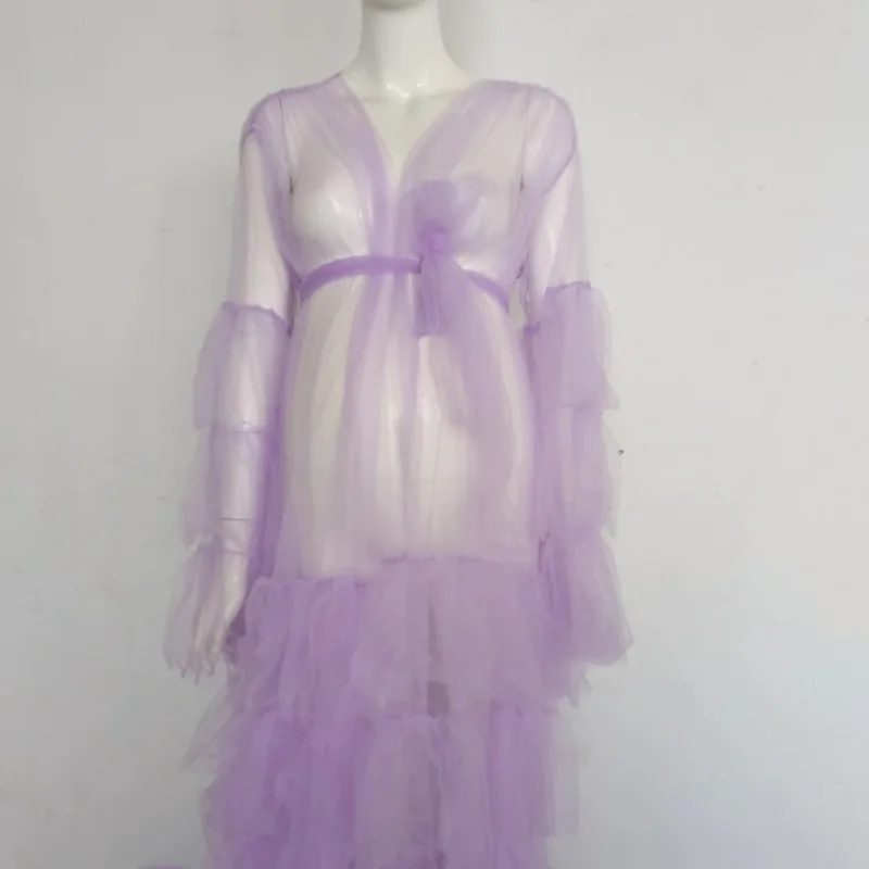 Vestido de pastel de fotografía de maternidad de tul, sesión de fotos de embarazo, Vestido largo de tul, manga larga, tamaño libre